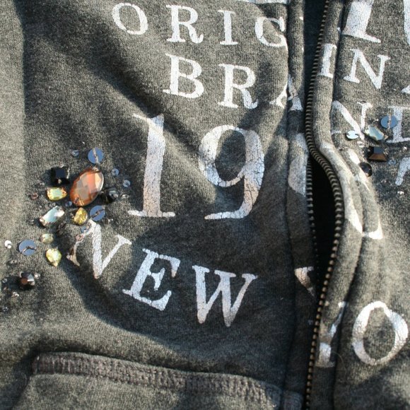 AEROPOSTALE Bling Jewels Zipper Hoodie Women Juniors L Warm Layer Sweatshirt - Picture 8 of 15
